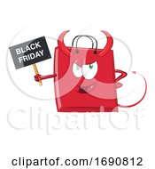 Poster, Art Print Of Cartoon Black Friday Sale Devil Shopping Bag Mascot