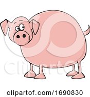 Poster, Art Print Of Cartoon Chubby Pig