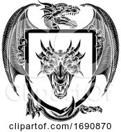 Poster, Art Print Of Dragon Coat Of Arms Crest Shield Heraldic Emblem