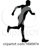 Poster, Art Print Of Runner Racing Track And Field Silhouette