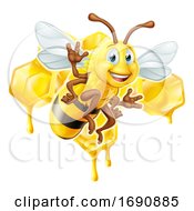 Poster, Art Print Of Cartoon Bee Character With Honeycomb