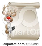 Poster, Art Print Of Christmas Reindeer Cartoon Character Scroll