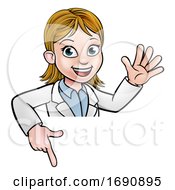Poster, Art Print Of Cartoon Scientist Character Pointing At Sign