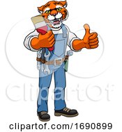 Poster, Art Print Of Tiger Painter Decorator Holding Paintbrush