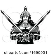 Poster, Art Print Of Knight Holding Crossed Swords