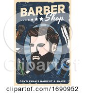 Poster, Art Print Of Barber Shop Gentlemans Haircut And Shave Design
