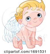 Poster, Art Print Of Cute Blond Baby Cupid