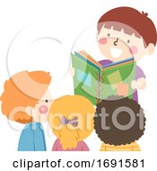 Poster, Art Print Of Kids Read Book Illustration