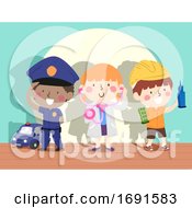 Poster, Art Print Of Kids Role Play Group Toys Stage Illustration