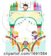 Poster, Art Print Of Kids School Arch Bunting Background Illustration