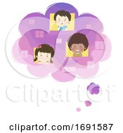 Poster, Art Print Of Kids Thought Bubble Window Dreams Illustration