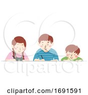 Poster, Art Print Of Kids Different Ages Write Illustration