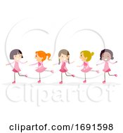 Poster, Art Print Of Stickman Kids Girls Figure Skating Illustration