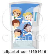 Poster, Art Print Of Stickman Kids Door Chemistry Class Illustration