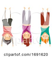Poster, Art Print Of Stickman Kids Group Hand Stand Pose Illustration