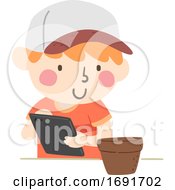 Kid Boy Plant Mobile Illustration