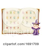 Kid Boy Wizard Alphabet Book Illustration