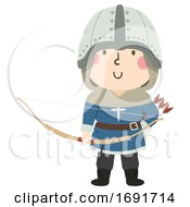 Kid Boy Medieval Archer Illustration