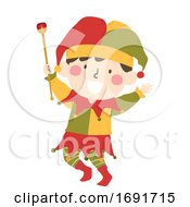 Kid Boy Medieval Jester Illustration