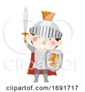 Kid Boy Medieval Knight Illustration