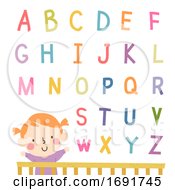 Poster, Art Print Of Kid Girl Baby Crib Alphabet Illustration