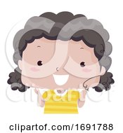 Poster, Art Print Of Kid Girl Curly Hair Adjective Illustration