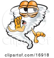 Tornado Mascot Cartoon Character Whispering