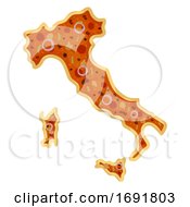 Poster, Art Print Of Italy Map Pizza Illustration