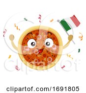 Poster, Art Print Of Mascot Pizza Italy Flag Pizza Fest Illustration