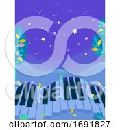Poster, Art Print Of Night Music Piano In Field Illustration