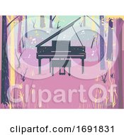 Poster, Art Print Of Piano Forest Design Illustration