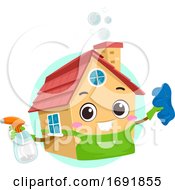 Mascot House Spring Cleaning Illustration