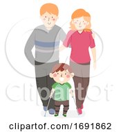 Kid Boy Leg Brace Parents Illustration