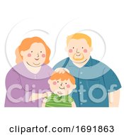 Poster, Art Print Of Kid Boy Fat Family Illustration