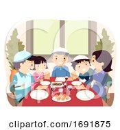 Family Jewish Passover Dinner Illustration