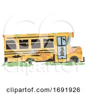 Abandoned School Bus Illustration