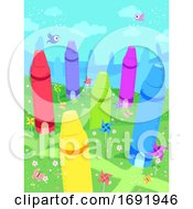 Poster, Art Print Of Crayon Buildings Color World Illustration