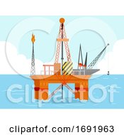 Poster, Art Print Of Oil Gas Platform Drilling Illustration