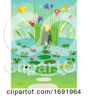 Poster, Art Print Of Pond Plants Animals Illustration