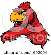 Red Cardinal Bird Mascot With Folded Arms