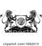 Poster, Art Print Of Lion Knight Crest Heraldic Shield Coat Of Arms