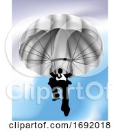 Poster, Art Print Of Businessman Parachuting Concept