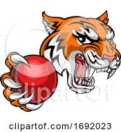 Poster, Art Print Of Tiger Cricket Player Animal Sports Mascot