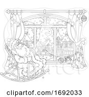 Poster, Art Print Of Santa Claus Sitting In A Rocking Chair By A Window