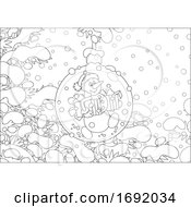 Poster, Art Print Of Snowman Ornament On A Snow Flocked Branch