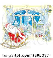 Santa Claus Sitting In A Rocking Chair By A Window by Alex Bannykh