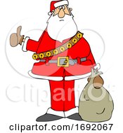 Poster, Art Print Of Cartoon Santa Claus Hitchhiking On Christmas