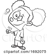 Poster, Art Print Of Cartoon Black And White Black Girl Flipping A Coin