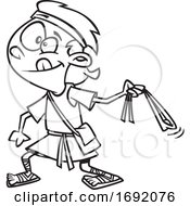 Poster, Art Print Of Cartoon Black And White Of David Slinging A Stone