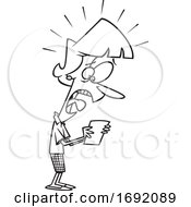 Cartoon Lineart Woman Freaking Out Over A Utility Bill by toonaday